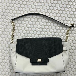 Kate Spade Montrose Place Chantel Black and White Shoulder Bag with Chain Strap